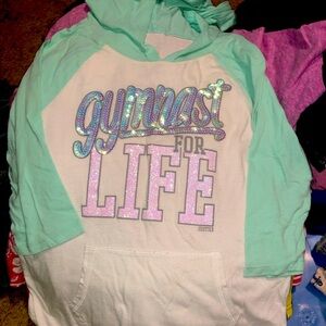 Justice Mint Green and White Kids Hoodie